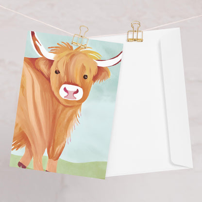 Scottish Highland Cow Greetings Card