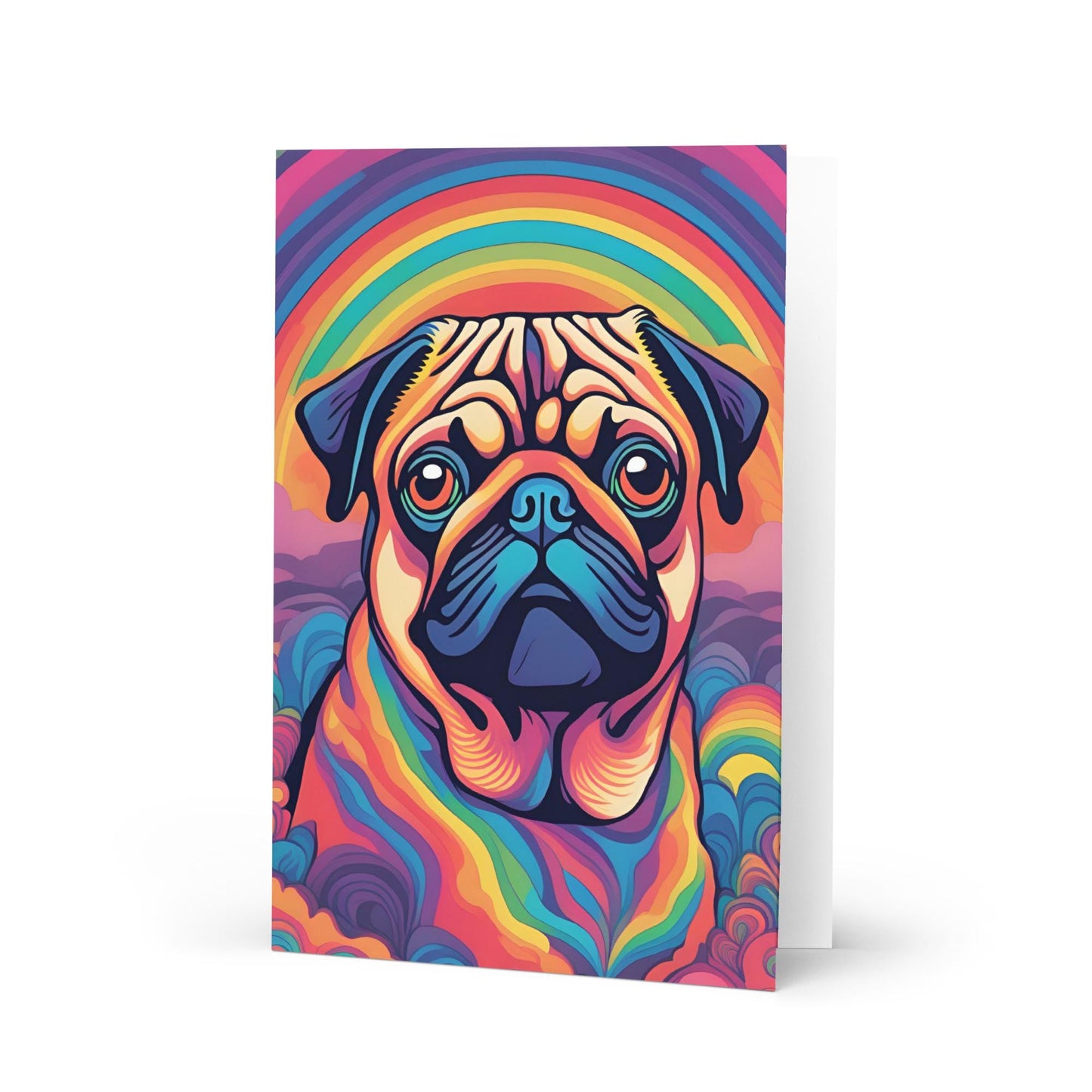 Abstract Pug Dog Greetings Card