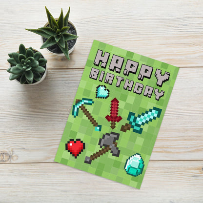 Minecraft Card Birthday Card