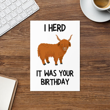 Highland Cow Birthday Card