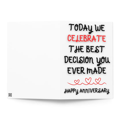 Best Decision Anniversary Card - Unique Funny Novelty Design