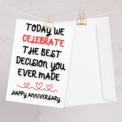 Best Decision Anniversary Card - Unique Funny Novelty Design