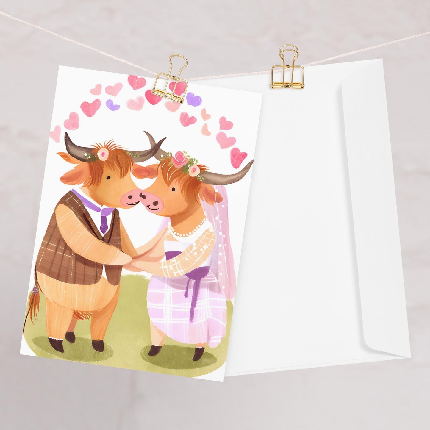 Highland cow wedding card