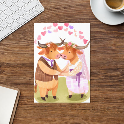 Highland cow wedding card