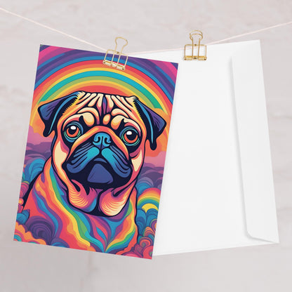 Abstract Pug Dog Greetings Card