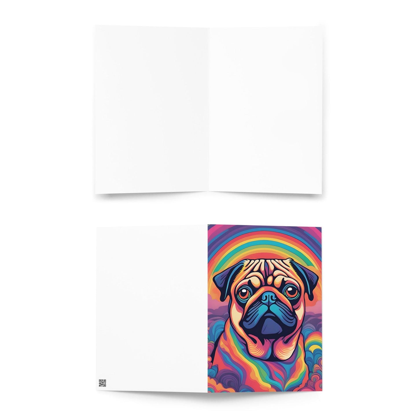 Abstract Pug Dog Greetings Card