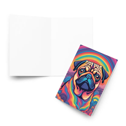 Abstract Pug Dog Greetings Card