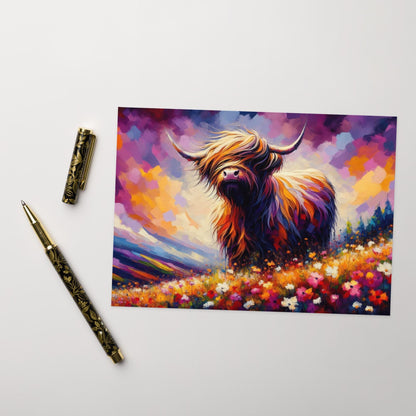 Scottish Highland Cow Abstract Greetings Card