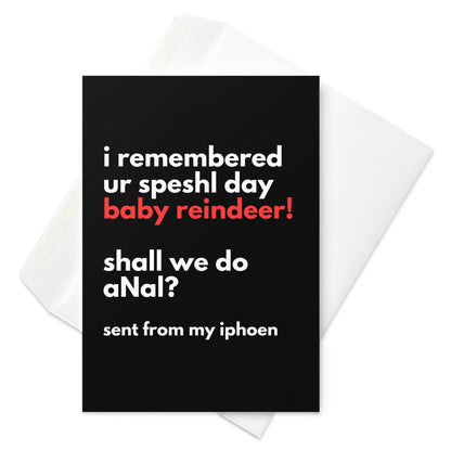 Rude Baby Reindeer Birthday Card