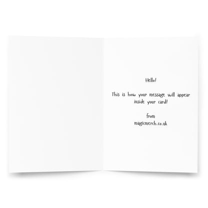 Inside of Card, Portrait Style, Blank on Left Side, Shows Ability To Customise Own Message on Right