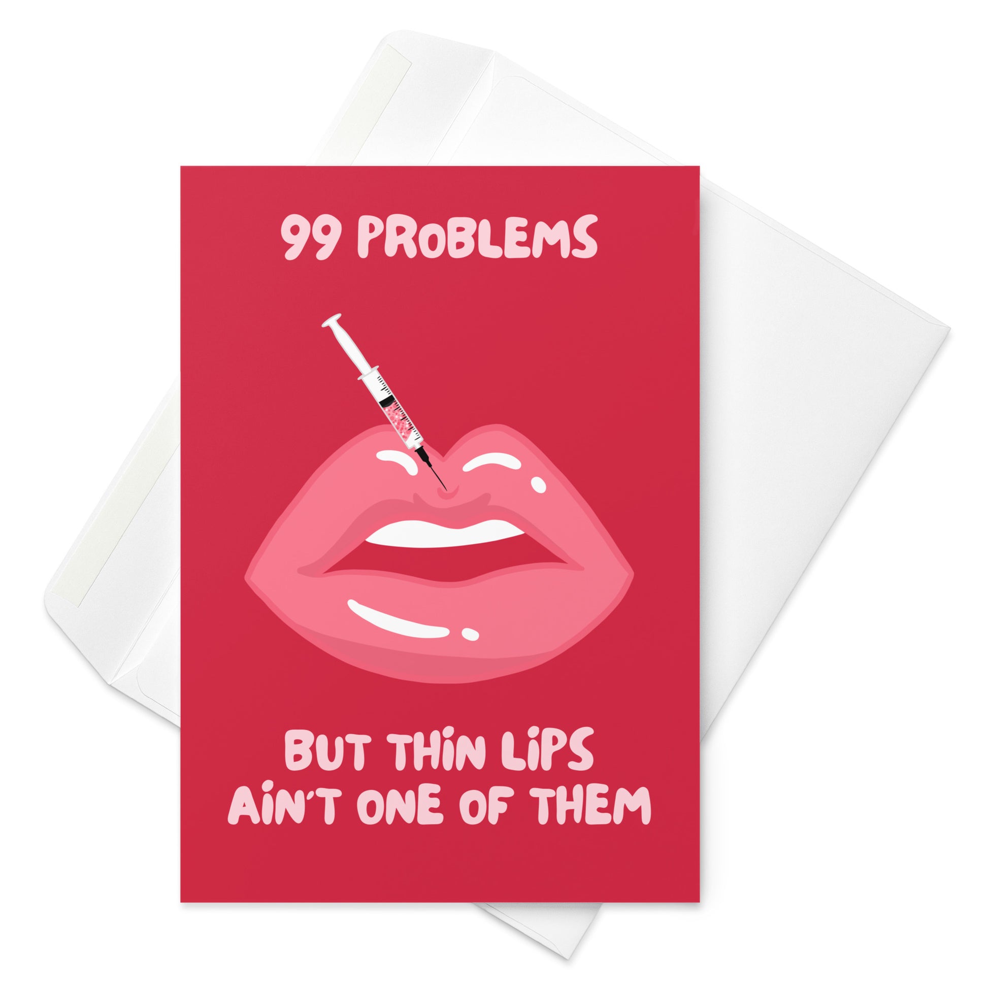 99 problems lips birthday card funny card silly card red with lips graphic