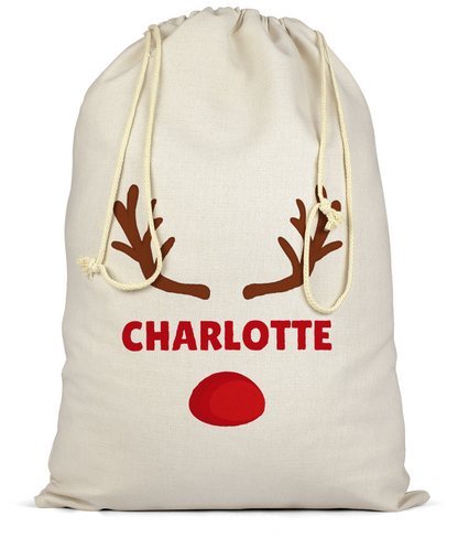 Reindeer Nose Personalised Santa Sack